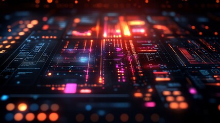 Obraz premium Radiant infographic illustrating financial data glowing charts vibrant trend lines and interactive visuals highlighting strategic metrics