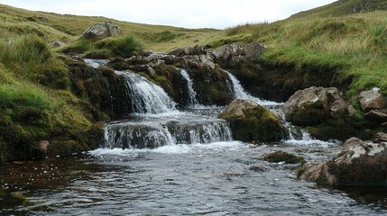 Obraz premium Tranquil Cascading Brook with Waterfalls