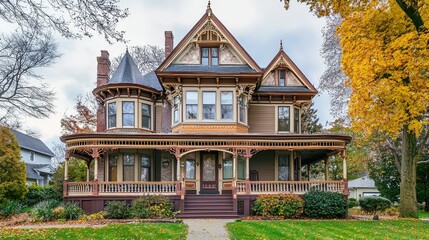 Fototapeta premium Victorian House with Elaborate Cornices and Windows