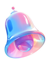 Glossy bell-shaped design with a gradient of pink, blue, and purple tones, reflecting light and creating a vibrant, artistic appearance, isolated on a transparent background