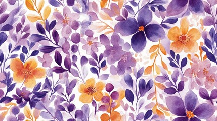 Seamless floral pattern for greeting cards featuring pastel watercolor designs perfect for handmade crafts