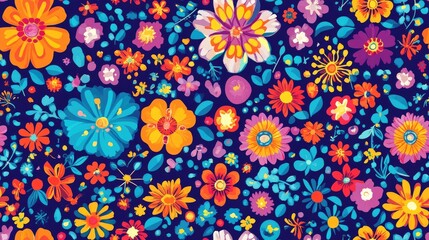 Colorful abstract floral geometric pattern designed for kids ideal for fabrics wrapping paper and linens