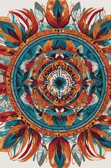 Obraz premium Vector hand drawn doodle mandala. Ethnic mandala with colorful tribal ornament. Isolated. Bright colors. 