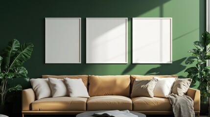 Modern Living Room with Green Wall