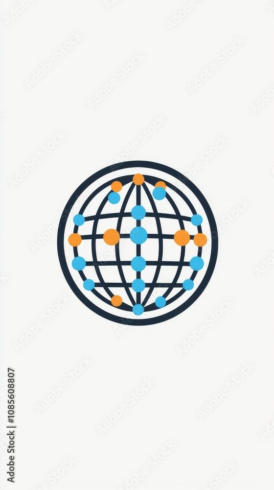 Poster minimalistic globe icon with connected dots