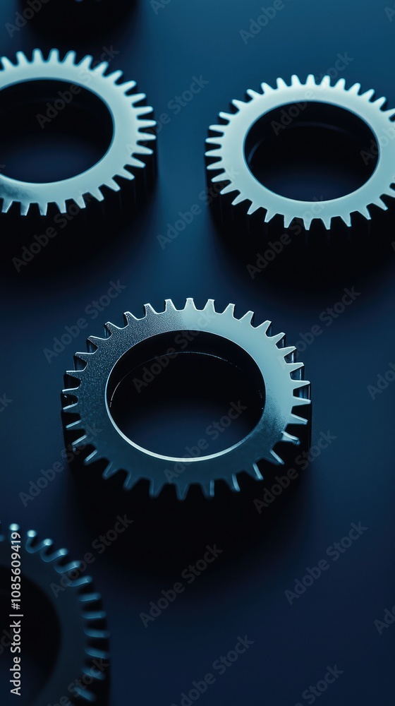 Poster minimalistic art of gears and cogs representing teamwork
