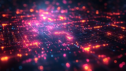 Obraz premium Abstract visualization of business automation featuring dynamic AI tools secure systems interactive glowing processes