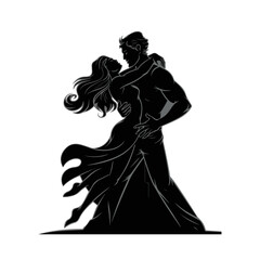 Man and woman couple lovers silhouette isolated. vector illustration