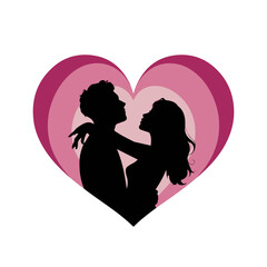 Man and woman couple lovers silhouette isolated. vector illustration
