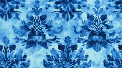 Seamless abstract watercolor pattern featuring a vibrant blue background ideal for interior design and textile applications