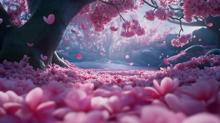 春の訪れを告げる3月：自然が織りなす満開の桜と花見を楽しむピンクの花の写真