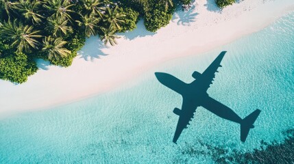 Plane Shadow Over Tropical Beach
