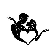 Man and woman couple lovers silhouette isolated. vector illustration