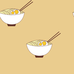 Ramen Noodle Bowls Seamless Pattern