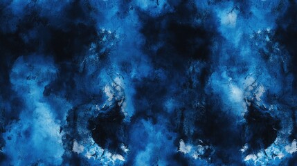 Fototapeta premium Abstract seamless pattern featuring black tie dye texture and blue nature elements complemented by grunge light effects and vibrant graffiti style