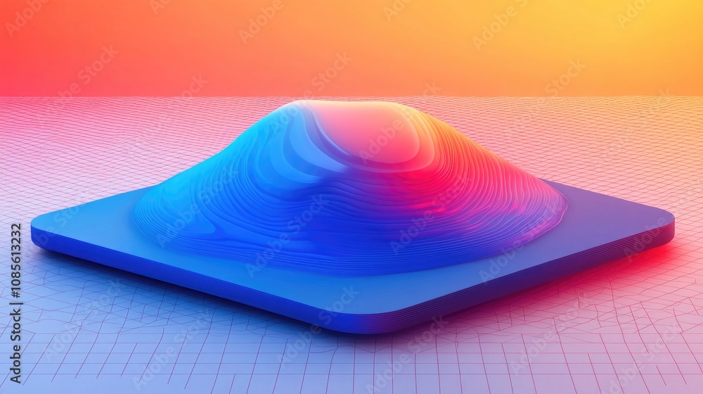 Poster abstract 3d gradient surface with smooth curves and wave patterns in vivid colors ideal for backgrou