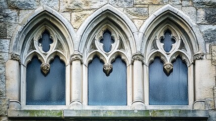 Obraz premium Detailed View of Gothic Pointed Arch Windows