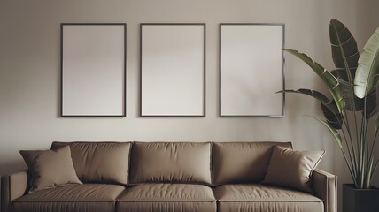 Frame mockup, Living room wall poster mockup. Interior mockup with house background. Modern interior design.