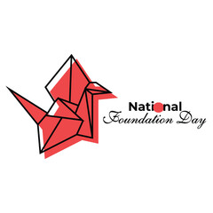 Obraz premium Happy National Foundation Day. Japan. February 11. Origami bird. Template for background, banner, card, poster.