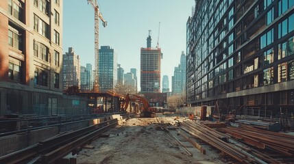 Fototapeta premium Urban Construction Site with High-Rise Buildings