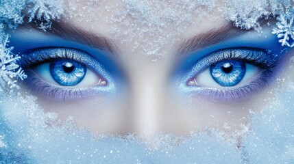 Naklejka premium Enchanting Ice Queen Eyes Winter Beauty Portrait