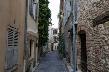 Medieval streets of Antibes old town, French Riviera.