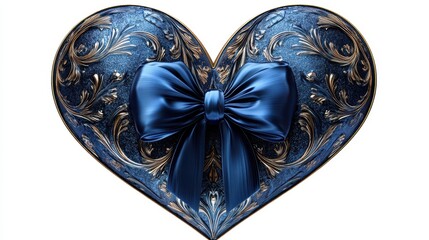 PNG Elegant blue heart ribbon