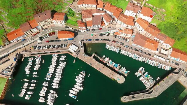 Aerial view of Elantxobe fishing village in Biscay, Basque Country, Spain