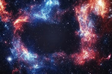 Fototapeta premium Abstract galaxy pattern with blank center, perfect for text or logos, space graphic, celestial inspiration