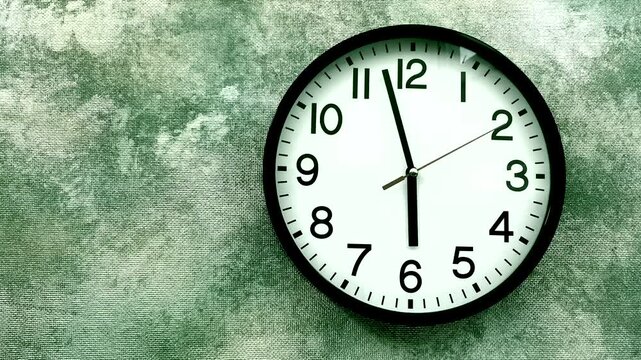 Dark clock with hands near to 6am 