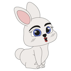 Flat lovesick bunny template design isolated white background. Bunny in love in trendy cartoonish style. Vector illustration can used Velentine Day greeting card cover design.