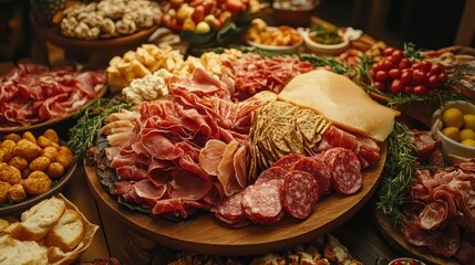 Fototapeta premium Meat antipasto platter meat ham prosciutto.