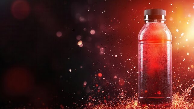 Carbohydraterich sports drink bottle with blank label, sports drink graphic space, energy boost