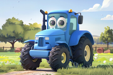 Obraz premium Beautiful fictional cartoon car with pronounced headlights