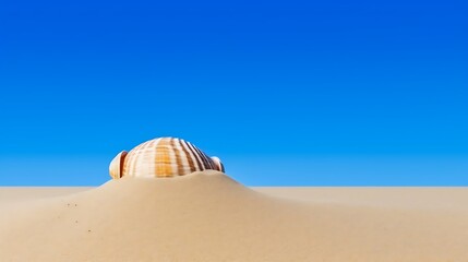 Obraz premium Seashell Partially Buried In Desert Sand Under Blue Sky