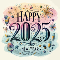 Artistic and Whimsical New Year 2025 Greetings - Created Using AI