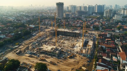 Obraz premium Aerial View of Large Construction Project in Progress