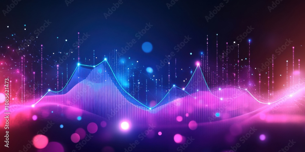 Wall mural dynamic line graph with a luminous path and gradient shading, modern analytics style,