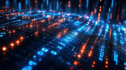 Obraz premium Abstract digital data visualization with glowing elements.