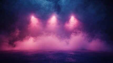 Fototapeta premium A purple and blue background with three lights in the middle