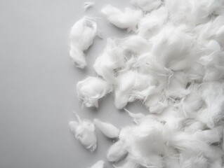 Casual Scattering of Loose Pure White Cotton Fibers Home Setting Product Display Natural Light Close-Up Textile Concept for SEO
