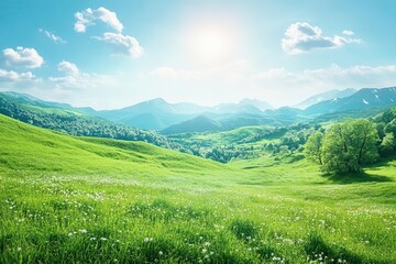 Scenic environment image with blank space, ready for net zero commitment, net zero graphic, ecofriendly