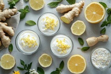 Fresh ingredients for a healthy dessert preparation.