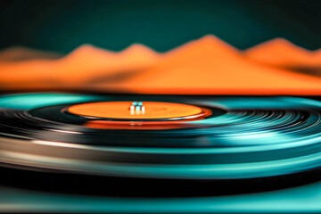 vinyl record spinning on a turntable,