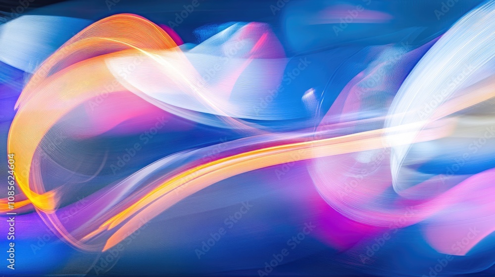 Poster Abstract Fluid Patterns with Vibrant Colors and Light Effects Creating a Dynamic Wave-Like Visual Composition for Creative Projects and Design Use