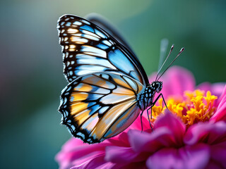 Fototapeta premium A macro shot of a butterfly wing, revealing the intricate, abstract patterns and colors.
