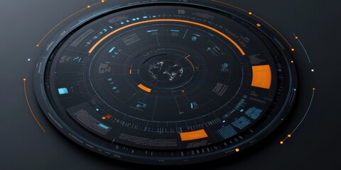 Innovative circular infographic with creative typography and glowing accents, modern vibes,