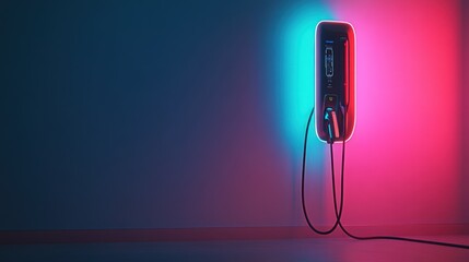 Modern electric vehicle charger illuminated in vibrant colors.