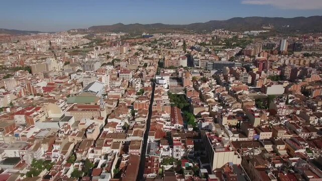 Aerial view of Barcelona cityscape. Catalonia, Spain