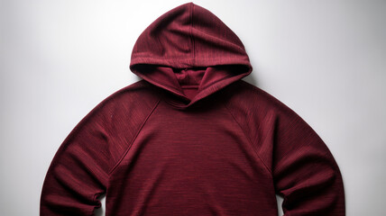 A cozy, maroon hoodie displayed flat against a light background, showcasing its soft texture and relaxed fit, ideal for casual wear.